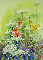 Prophetstown: Lace, Coneflowers, Swallowtail, 34 inches by 26 inches
